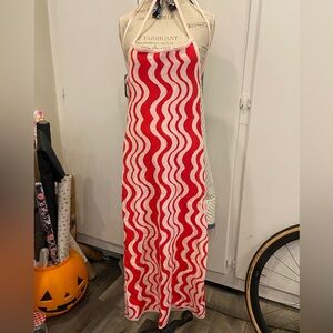 Pinkish and White Wavy Pattern Dress